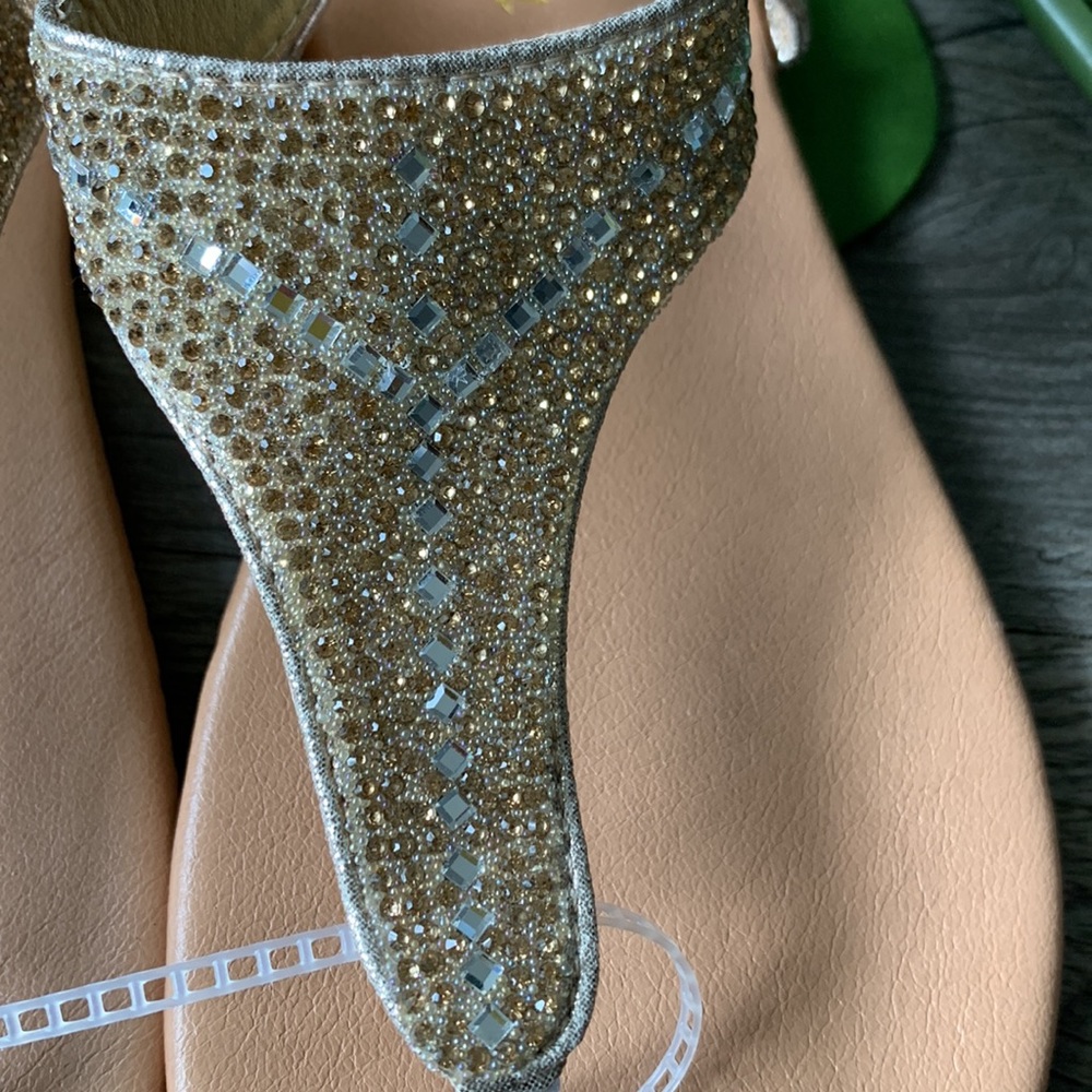 Women’s Gold Rhinestone Sandals - Picture 3 of 6